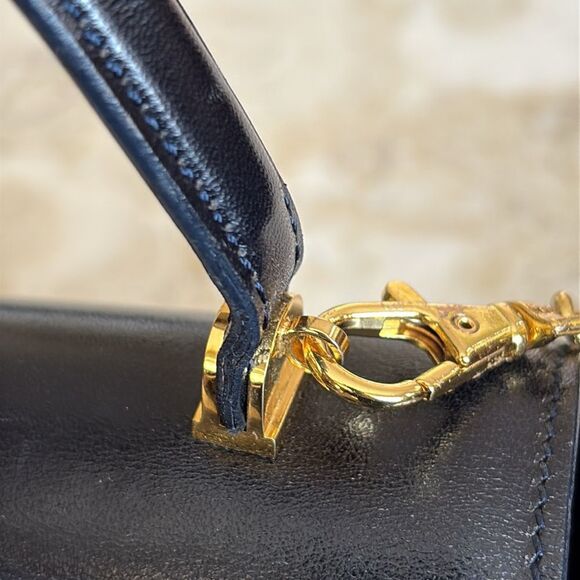 Bally Structured Leather Kelly Style Satchel Bag Detachable Metal Chain Strap - Picture 13 of 16